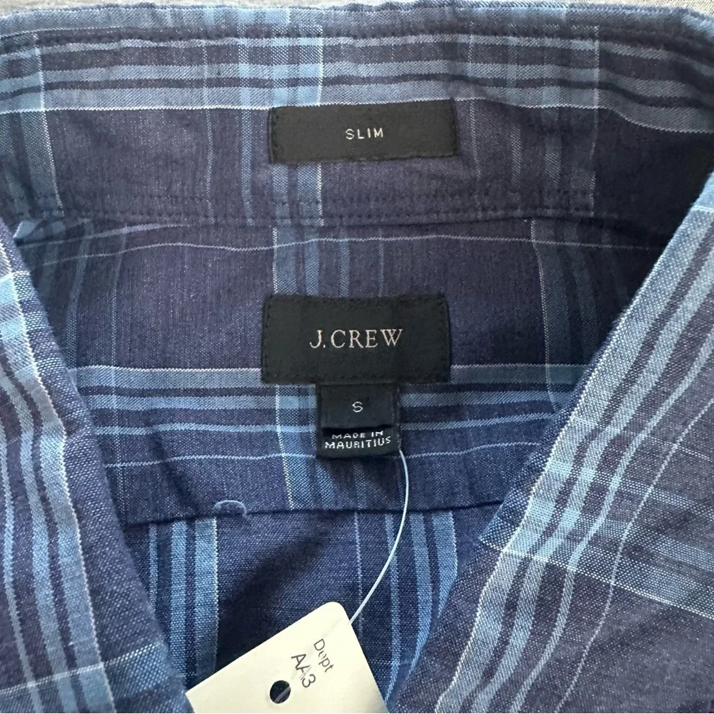 J. Crew Men’s Slim Cut Plaid Button Down Shirt 100% Cotton Size S NWT